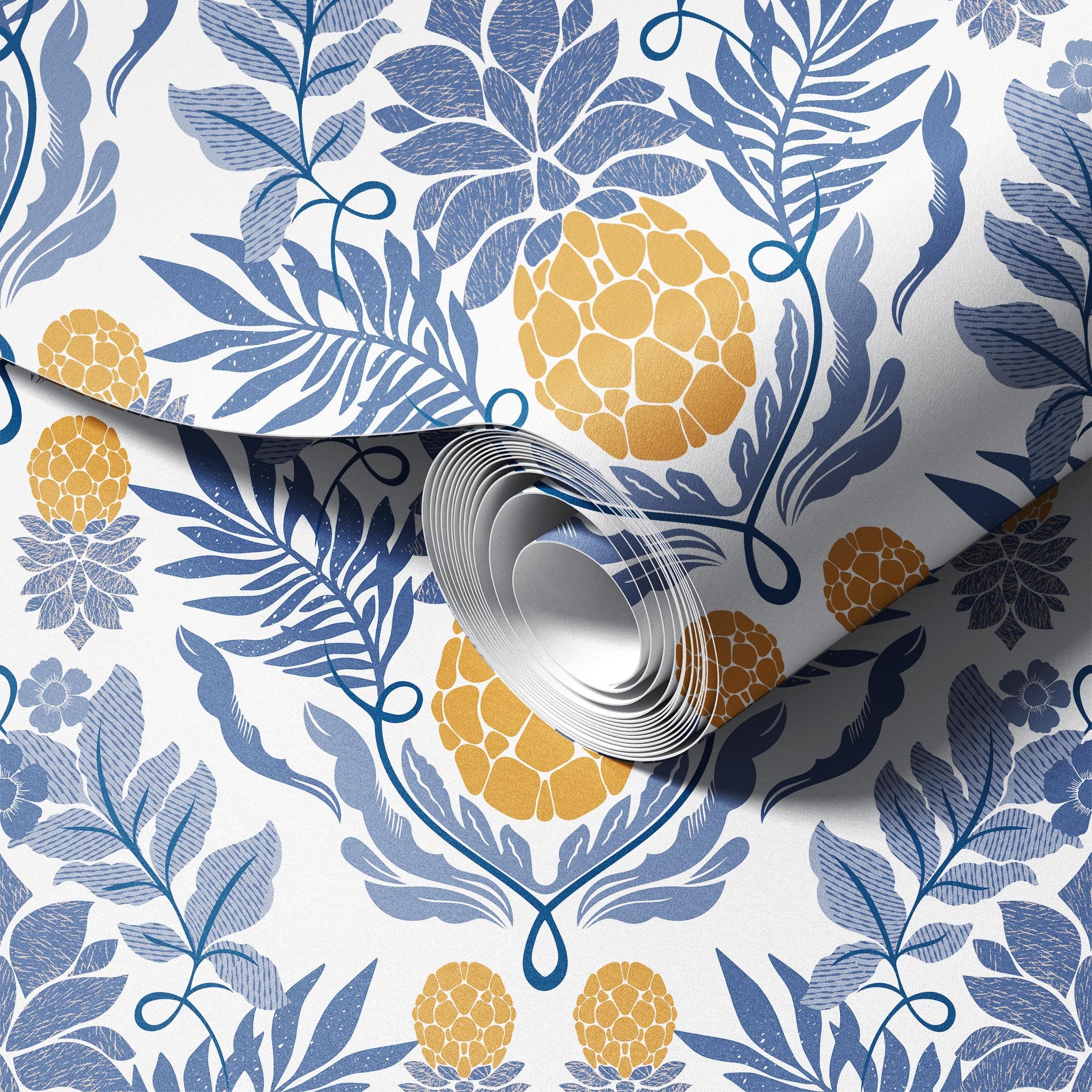 Pineapple Garden peel and stick wallpaper room mockup